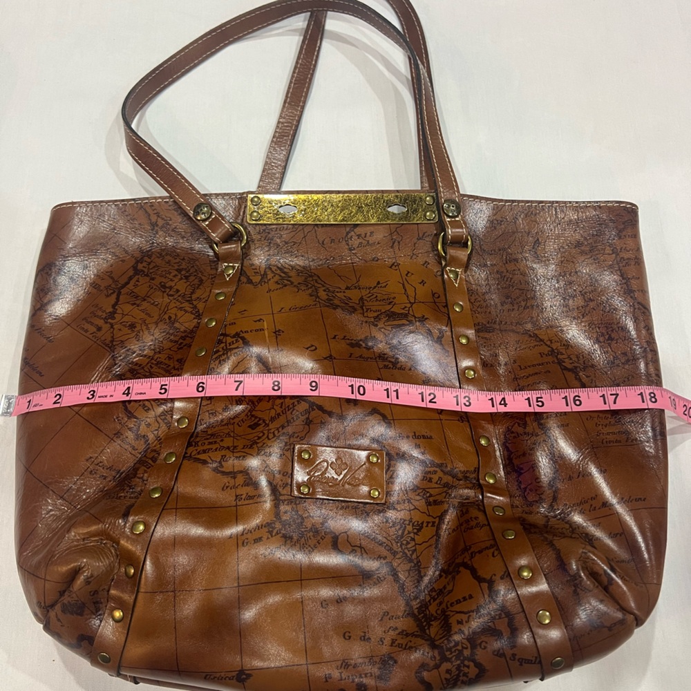 World map brown leather bag!